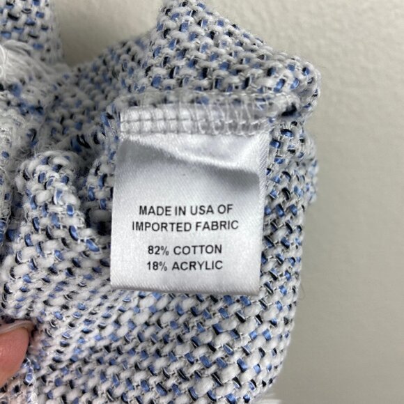 DREW | Anthro Blue & White Tweed Tank Top Fringe - Picture 6 of 7